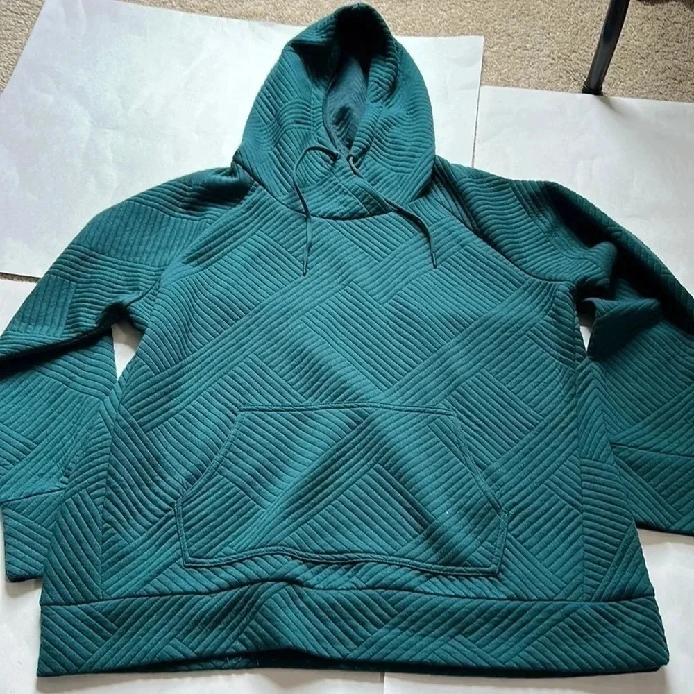 Women’s Teal Quilted Hoodie Pullover